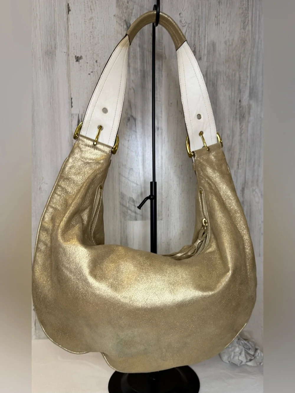 *Coach SoHo Hobo Tortilla Bag Gold Metalic Goat Suede Vintage 2005 9757